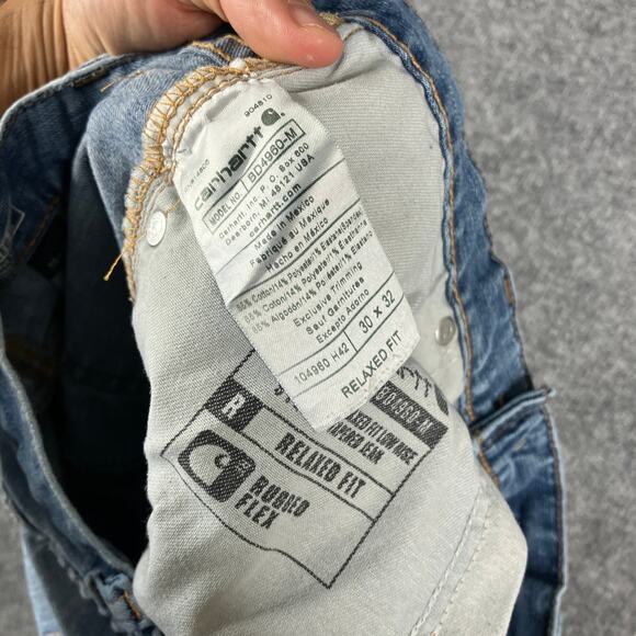 Carhartt Jeans Mens Size 30x32 Blue Relaxed Fit Workwear Distressed Straight - Picture 8 of 11